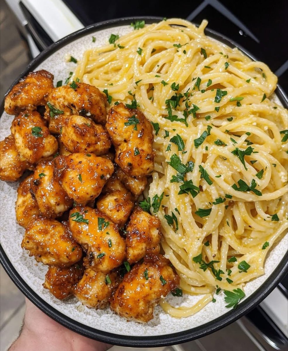 Homemade Garlic Butter Chicken with Lemon Parmesan Linguine