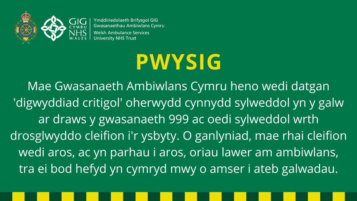 Ymddiriedolaeth GIG Gwasanaethau Ambiwlans Cymru tweet media