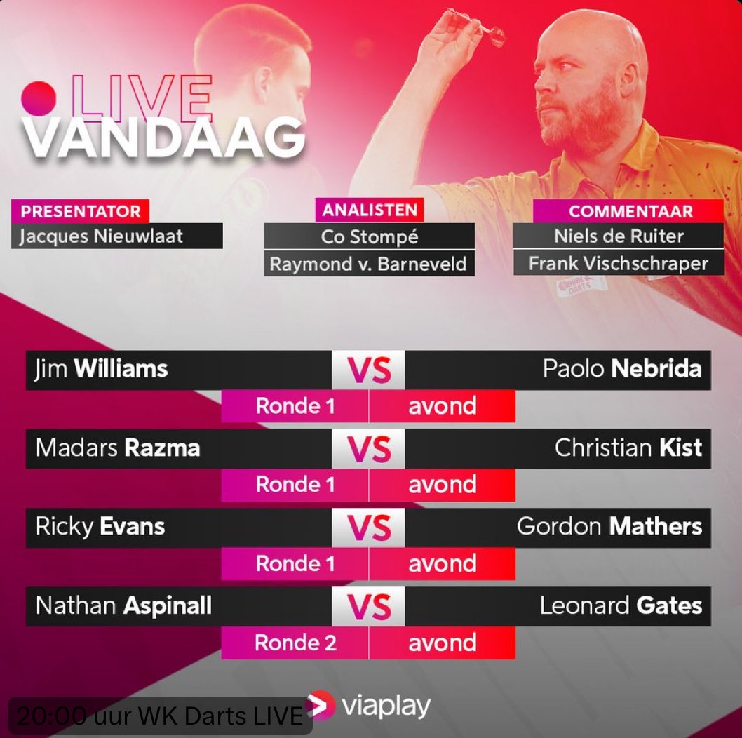 This afternoon was my last session as commentator for the <a href="/OfficialPDC/">PDC Darts</a> World Championship Darts 2024-2025. 

Not only fun to do, but also an honor to be part of the wonderful <a href="/viaplaysportnl/">Viaplay Sport Nederland</a> team! 

Until the next one, enjoy the rest of the tournament! 🎯🎙️