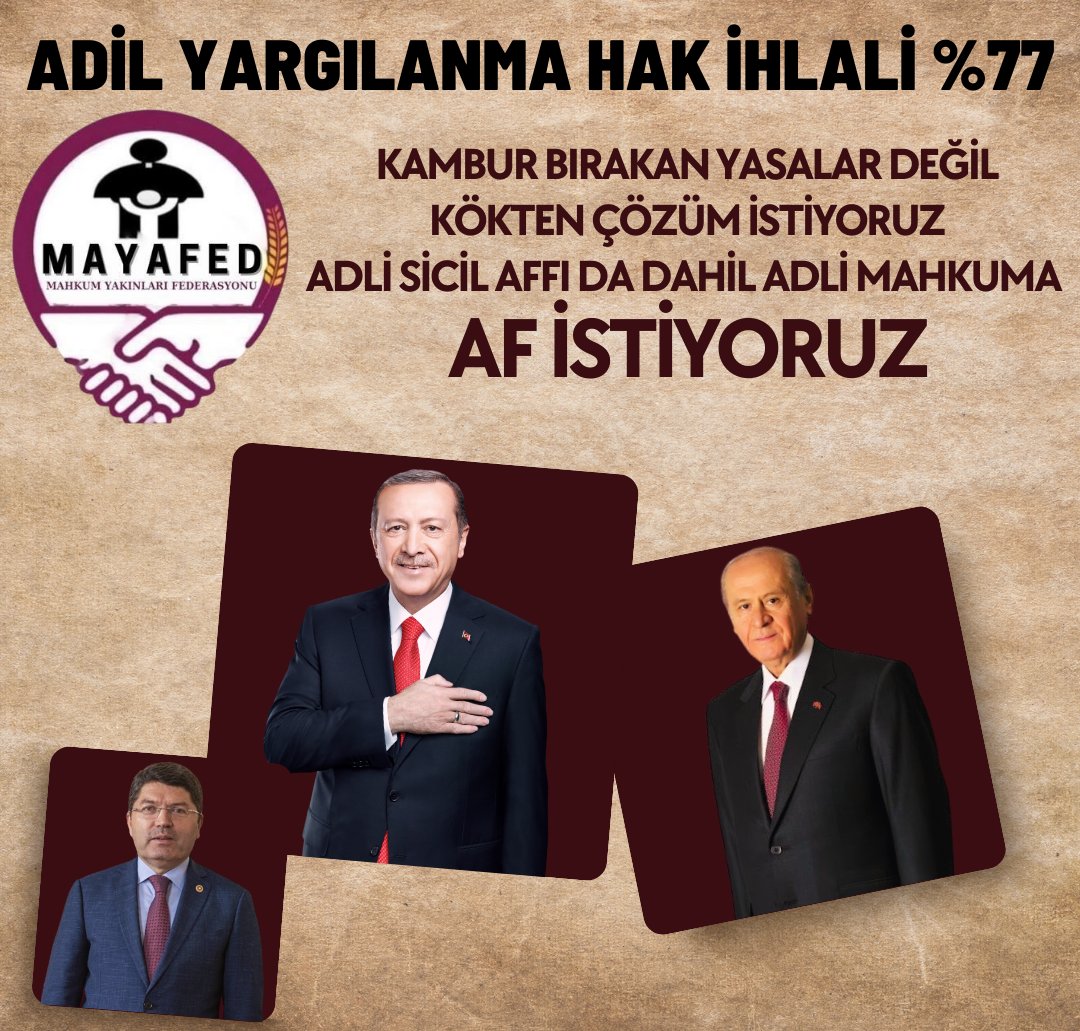 #CezaevleriAlarmVeriyor
@Sayın Bakanım <a href="/yilmaztunc/">Yılmaz TUNÇ</a> 
Şu an cezaevlerinde 400 bin mahkum var , ve bu mahkumların 100 ' bini yerlerde yatıyor .Dönüşümlü uyuduklarını da söylüyorlar .Mahkumlar içerde ceza içinde ceza çekiyor .Ailelerde mahkumun bakamayacak durumu geldi .Bu zülüm ne