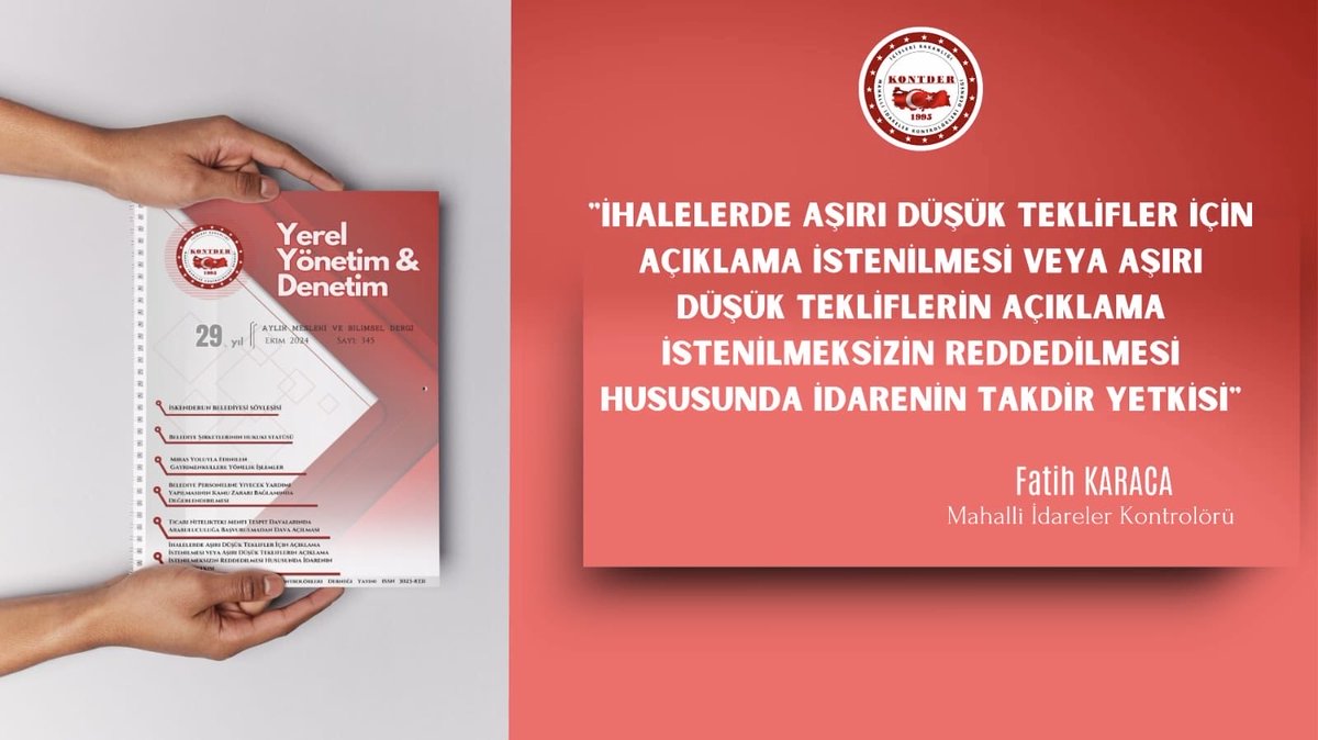 kontder's tweet photo. Mahalli İdareler Kontrolörü Fatih KARACA yazdı.

@Krc_Fth 

Dergi linki ⬇️ 

🔗 https://t.co/wdqW7sNayj https://t.co/MAp2mW1Vql