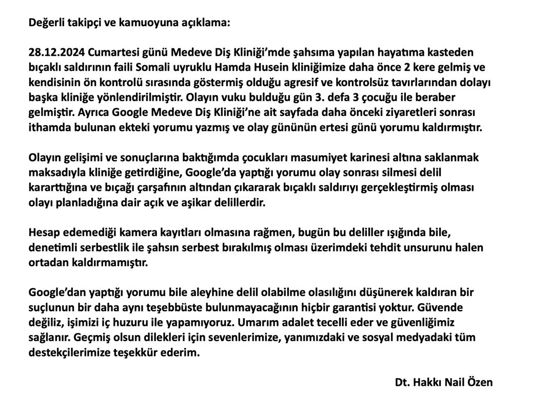 Diş doktoruna bıçak saplayan kadın, serbest bırakıldı. 

Cumhurbaşkanı Erdoğan’a küfür imasında bulunan şahıs ise hala cezaevinde.
