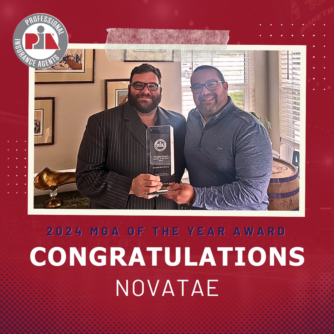 PIANational's tweet image. Congratulations to Novatae on winning the 2024 MGA of the Year Award!
Ariel Rivera, PIA President was able to stop by and hand deliver the award to Daniel Ginden, Managing Director at Novatae's Jacksonville, FL office, who was accepting the award on their behalf.