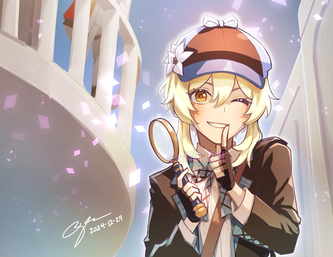 avedral's tweet image. Happy New Year! 🎇🎆🎉

Hope you all had a lovely holiday season!

Just a quick doodle of Lumine in her detective outfit.~
#genshinimpact #genshinfanart #hoyocreators #lumine #HoYoDetective