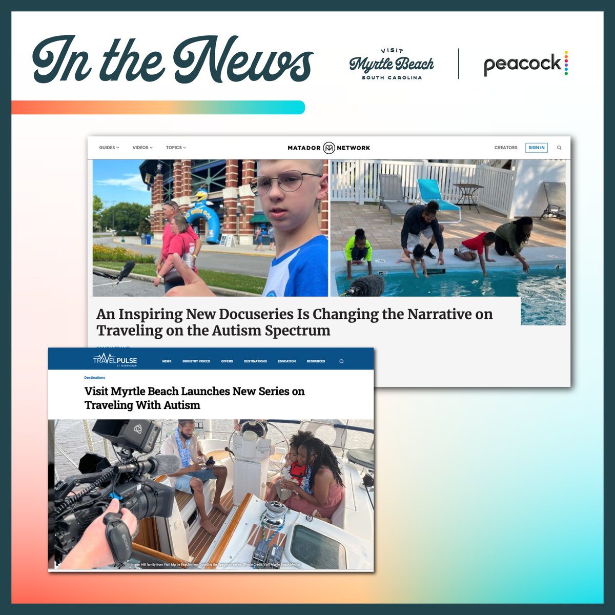 TTSpectrumShow's tweet photo. Traveling the Spectrum is making waves! 🌍 National news outlets are calling it a groundbreaking show for representation, celebrating families on the spectrum and proving that travel is for everyone. 💙✨

📲 Stream the entire series now on Peacock! #travelingthespectrum https://t.co/OxcML59I85