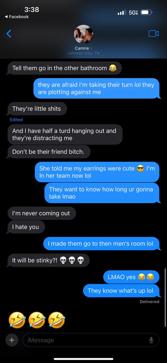 She was just trying to use the bathroom  in peace and some kids were harassing  her so I stepped in lol 😂 it’s a single stall bathroom so the 5 kids are fine.