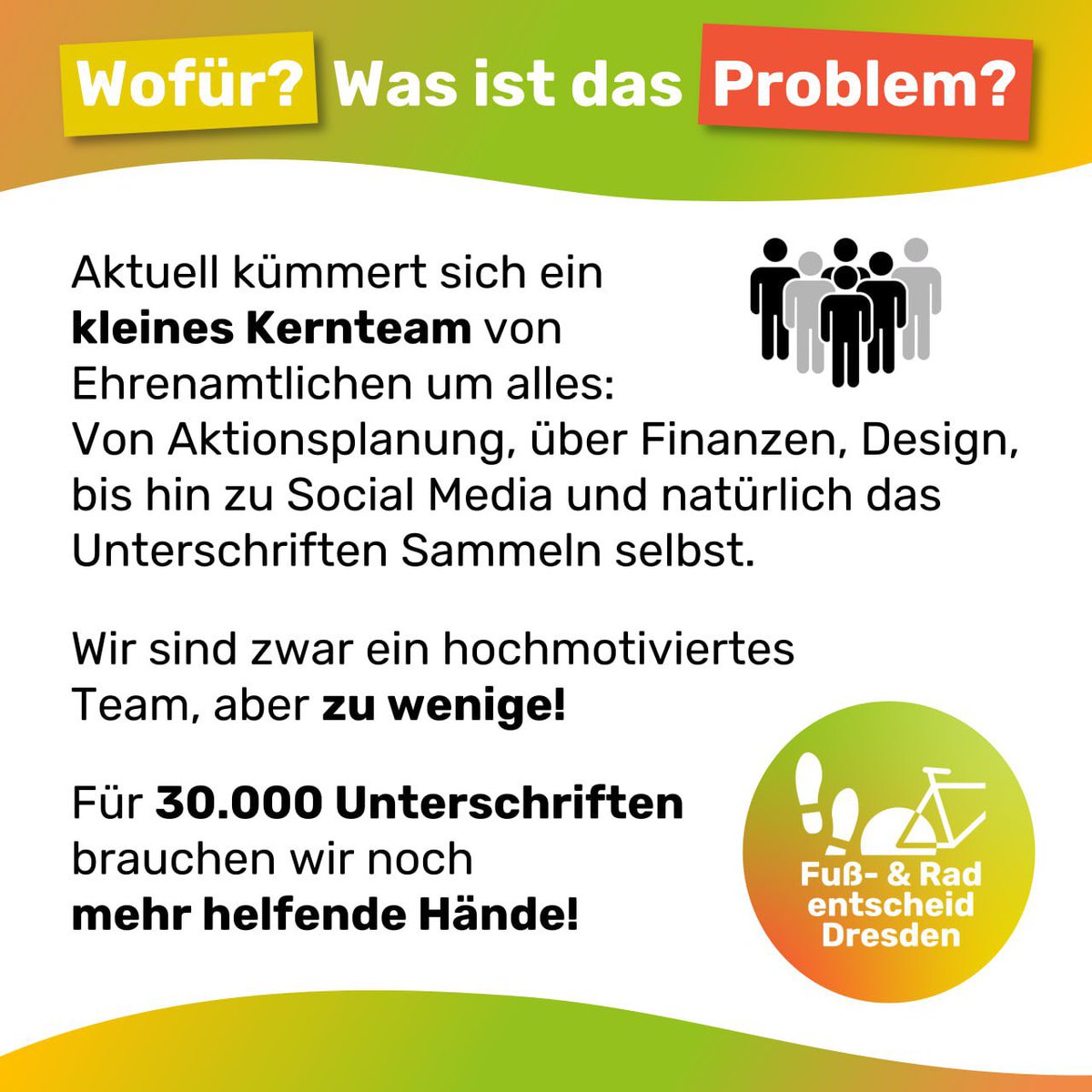 FuRe_DD's tweet photo. Ihr sucht noch nach Vorsätzen fürs neue Jahr? Ihr wollt was Gutes tun und euch mit einbringen?
Dann helft uns beim Unterschriften sammeln für sichere Radwege und gute Gehwege. #verkehrswende #radentscheid #dresden https://t.co/HZsyTdUJ5k