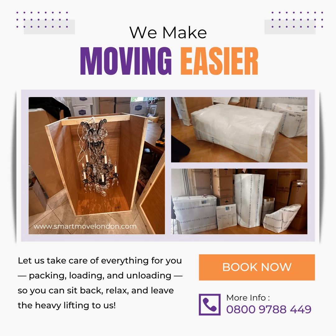 SmartMoveLondo3's tweet image. Let us take care of everything for you— packing, loading, and unloading — so you can sit back, relax, and leave the heavy lifting to us! Call now to get your free quote on 0800 9788 449.
.
#ProfessionalPacking #StressFreeMoving #PackingServices #smartmovelondon