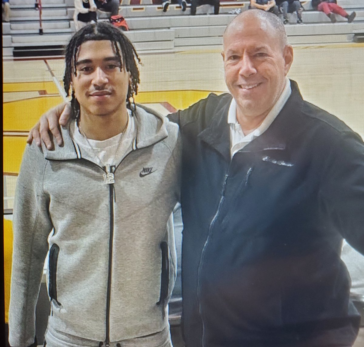 Great To See and Chat with
SCSU's Makai Coleman today at St Joe's vs ND Prep Matinee today. He is looking Great!! Keep Working Kid <a href="/makaidcoleman/">Makai D. Coleman</a> #ctbb <a href="/nhsathletics/">NHS Athletics</a>