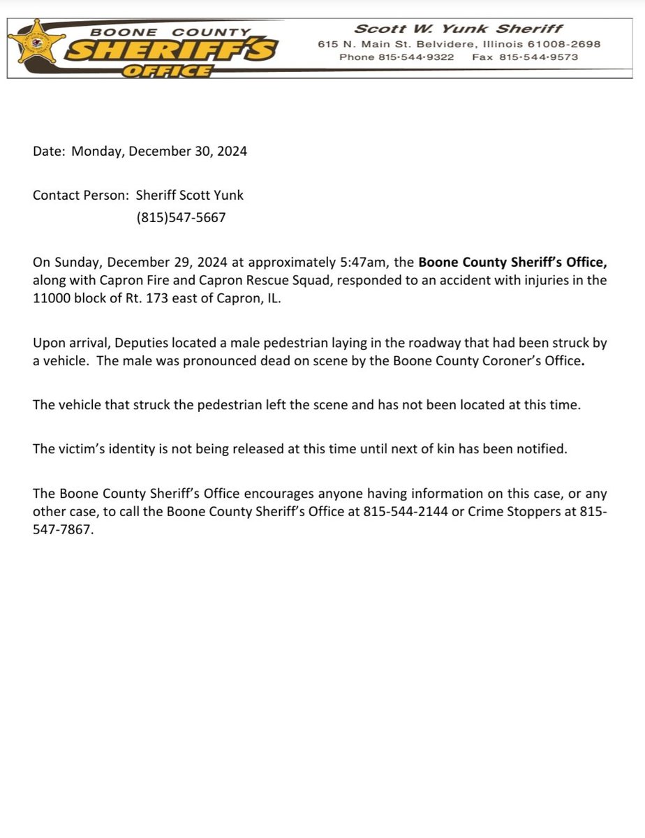 Boone County Sheriff tweet media