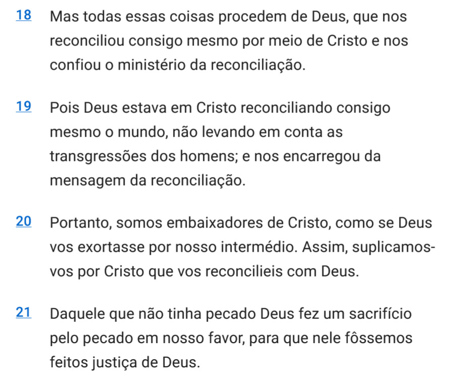 Jair47240183's tweet photo. 2 Coríntios 5:18-21 - Almeida Século 21(A21)
https://t.co/5fIwSvR5Cy
#Bíblia #BíbliaA21 #A21 #2Coríntios #2Coríntios5 #2Co5 #rpSp #céu #moradas #EspíritoSanto #julgamento #juízo #zelo #ministério #reconciliação #LEIA_A_BÍBLIA #ESTUDE_A_BÍBLIA #CONHEÇA_A_BÍBLIA @NovaBiblia https://t.co/ILNZUcvj1T