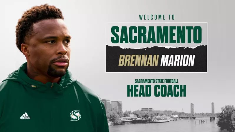 WPIAL_Insider's tweet photo. Go-Go Sacramento State!

Two former WPIAL stars are ready to rock and roll at the D1 level.

Greensburg Salem alum @BrennanMarion4 is now the Head Coach!

Woodland Hills alum @DWalls2ND has been hired as the Pass-Game coordinator.

They already have a commitment from Penn Hills RB Naytel Mitchell!

Expect more WPIAL Talent to go to Cali