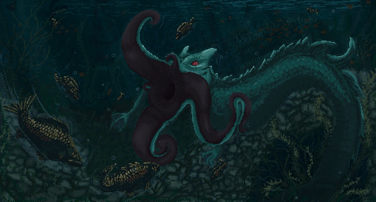 sylinue's tweet photo. The ocean remains one of the most mysterious places on Earth, its depths largely unexplored… 🌊🐉 Who knows what ancient creatures or undiscovered neighbors might still call it home?
#PixelArt #UnderwaterFantasy #DragonArt #OceanDepths #SeaDragon #FantasyArt https://t.co/vvzJxc8W3g