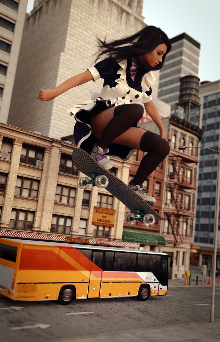 I've had this maid outfit for a while and I never really knew what to do with it. So I give you giant maid ollies over a city bus.

#Giantess #SizeTwitter