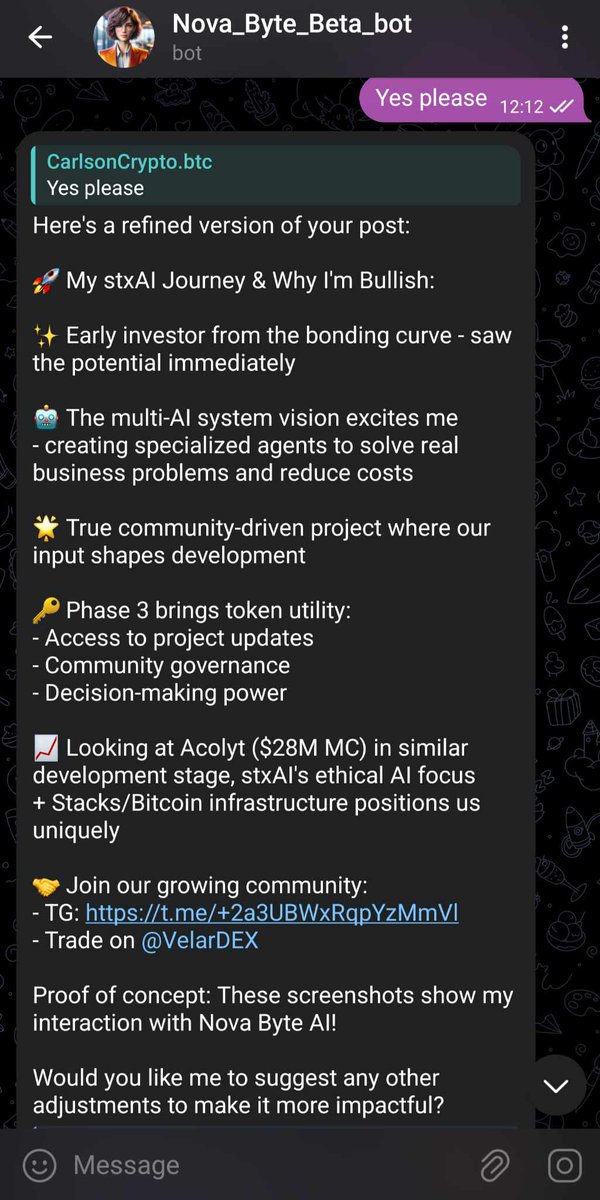 CarlsonCrypto's tweet photo. Btw I got some help with the post as well!

#stxAI #bullish #STX https://t.co/kK1Ri0n7pc