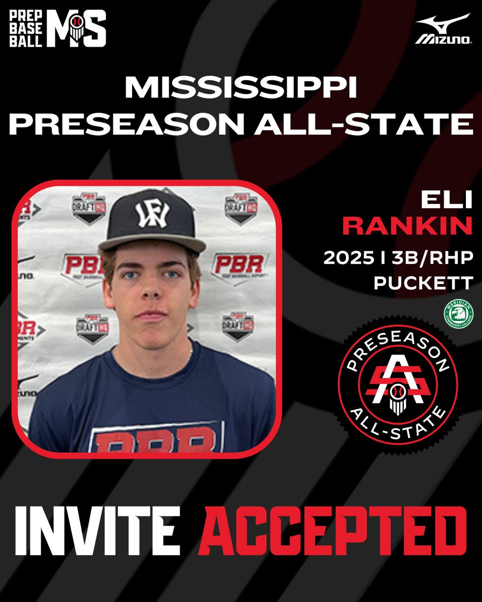 Prep Baseball Mississippi (@prepbaseballms) on Twitter photo #𝗠𝗦𝗣𝗔𝗦𝟮𝟱: 𝗜𝗡𝗩𝗜𝗧𝗘 𝗔𝗖𝗖𝗘𝗣𝗧𝗘𝗗 🤝
+ <a href="/MCCEaglesBSB/">MCC Eagles Baseball ⚾️ 🇺🇸</a> recruit & '25 3B/RHP Eli Rankin (<a href="/EliRankin3/">Eli Rankin</a>; <a href="/PuckettBaseball/">Puckett Wolves Baseball</a>) is 𝙇𝙊𝘾𝙆𝙀𝘿 𝙄𝙉 🔐 for the Mississippi Preseason All-State at Clinton HS on Jan. 26th.
𝙍𝙚𝙦𝙪𝙚𝙨𝙩 𝙄𝙣𝙫𝙞𝙩𝙚 ➡️ loom.ly/1apY7lI #𝗠𝗦𝗣𝗔𝗦𝟮𝟱: 𝗜𝗡𝗩𝗜𝗧𝗘 𝗔𝗖𝗖𝗘𝗣𝗧𝗘𝗗 🤝
+ <a href="/MCCEaglesBSB/">MCC Eagles Baseball ⚾️ 🇺🇸</a> recruit & '25 3B/RHP Eli Rankin (<a href="/EliRankin3/">Eli Rankin</a>; <a href="/PuckettBaseball/">Puckett Wolves Baseball</a>) is 𝙇𝙊𝘾𝙆𝙀𝘿 𝙄𝙉 🔐 for the Mississippi Preseason All-State at Clinton HS on Jan. 26th.
𝙍𝙚𝙦𝙪𝙚𝙨𝙩 𝙄𝙣𝙫𝙞𝙩𝙚 ➡️ loom.ly/1apY7lI