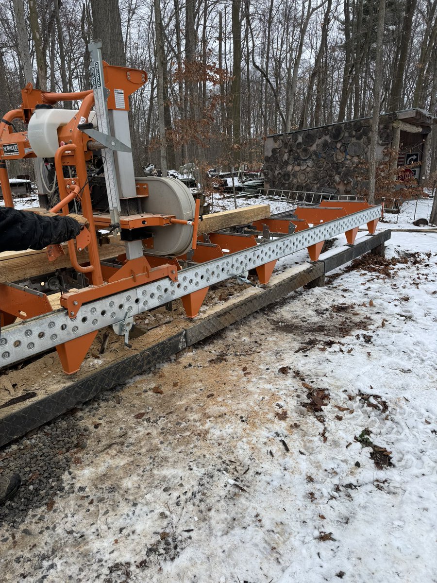 It sure is nice owning your own saw mill! Cut up some 1” boards to put on the shop wall over the insulation! Next is the new syrup cabin! Woods all cut ready to go!