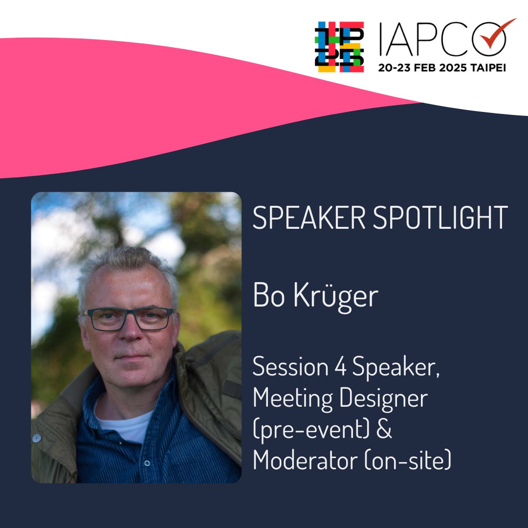 Bo is an award-winning meeting designer, facilitator, keynote speaker and the founder of Moving Minds, a consultancy firm that enhances meetings with engaging, meaningful experiences across virtual, in-person and hybrid formats. 

Learn more | iapco2025.com

#IAPCO