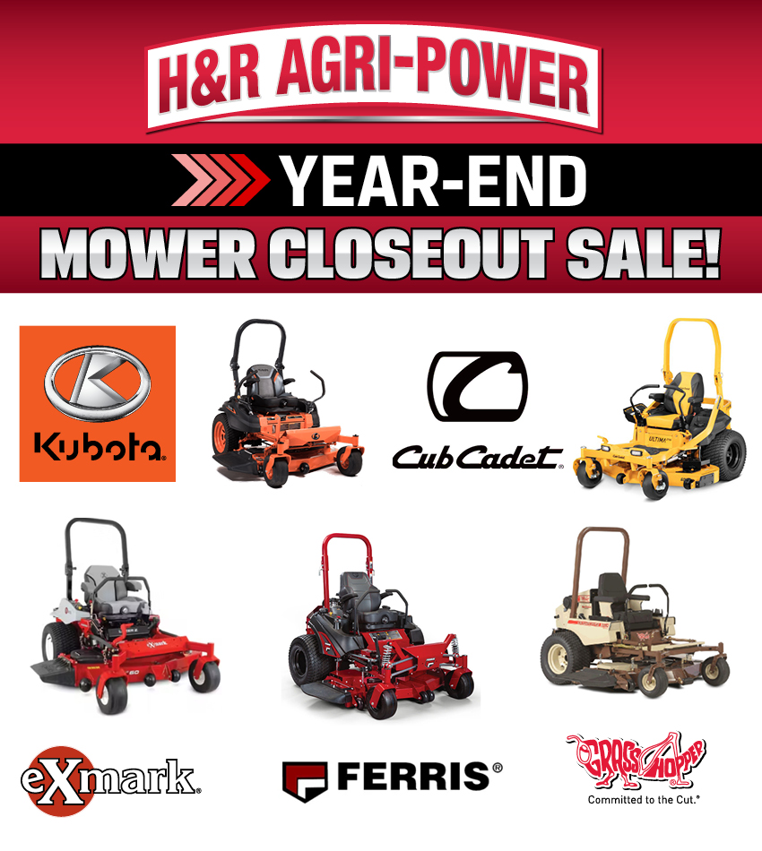 Don’t Forget! We have great deals on ~NEW~ Mowers! Save up to $6,000 on select ~NEW~ Mowers! Models like Kubota, Grasshopper, Cub Cadet, &amp; More! Contact your local salesman for a year-end deal on a new mower!
