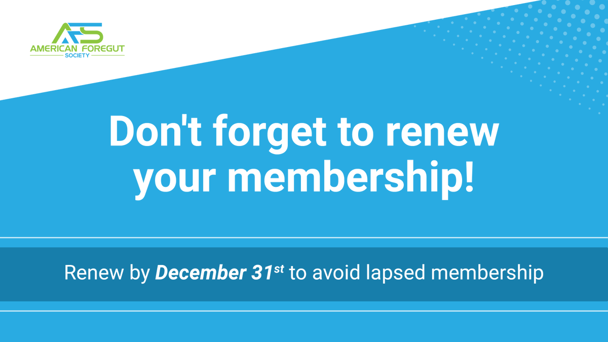 ForegutSociety's tweet image. ⏳ Don&apos;t forget to renew your AFS membership!
Keep access to everything you love about AFS—education, collaboration, and the latest in foregut care. Renew today to start 2025 strong!
#BetterTogether #AFS2024 #Foregut #GI #Surgery #EndoscopicSurgery 
ow.ly/4coN50UsRek