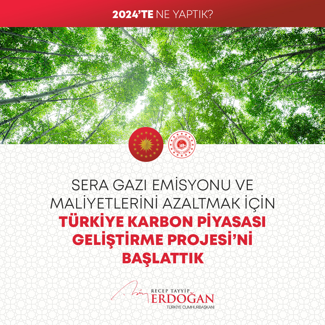 RTErdogan's tweet photo. Yeşil dönüşüm hedefimiz doğrultusunda, dünyada ilk örneği ülkemizde olan Türkiye Karbon Piyasası Geliştirme Projesi’ni başlattık. #2024teNeYaptık https://t.co/yfBSgrd9Az