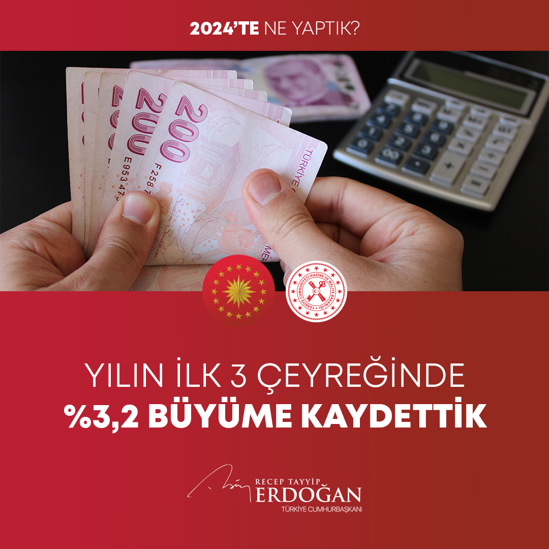 Yılın ilk 3 çeyreğinde %3,2 büyüme kaydettik. #2024teNeYaptık