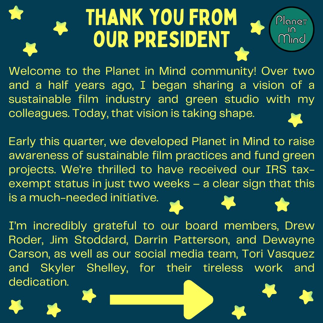 planet_in_mind's tweet photo. THANK YOU for a great 2024! A Message From Tauna Carson, President of Planet in Mind! 🌱#planetinmind #donate #newyear #sustainabilityinhollywood #hollywood #sustainability #film #entertainment #onset #setlife #environment #presidentmessage #greenfuture https://t.co/X3ekeR75UO
