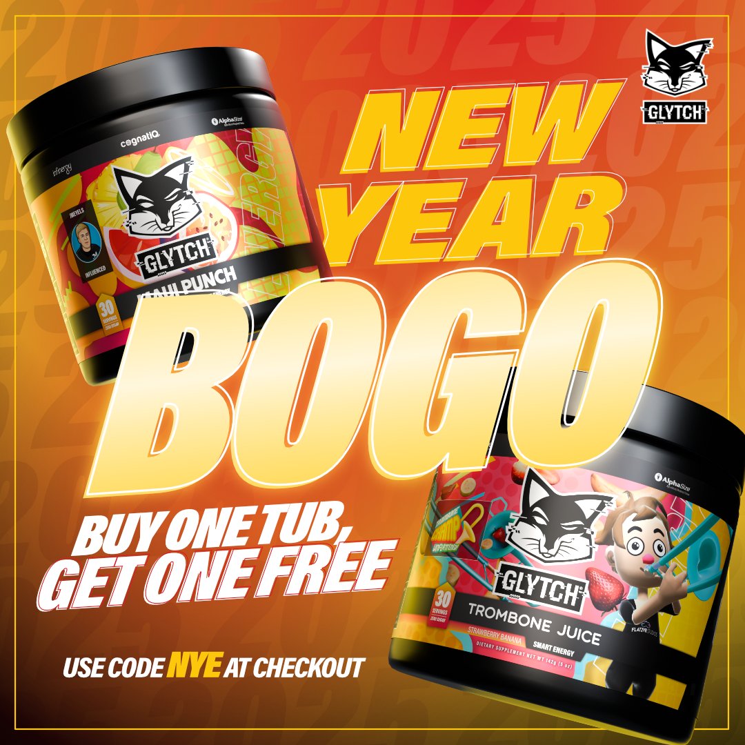 UrgentFury's tweet image. Get BUY ONE GET ONE FREE on all of @GLYTCHEnergy's  gaming energy and hydration tubs until the 2nd of January. 

Great Tasting, Clean energy, made to last - but this discount won't.

Go to urgentfury.link/glytchenergy and USE CODE ''NYE'' at checkout!