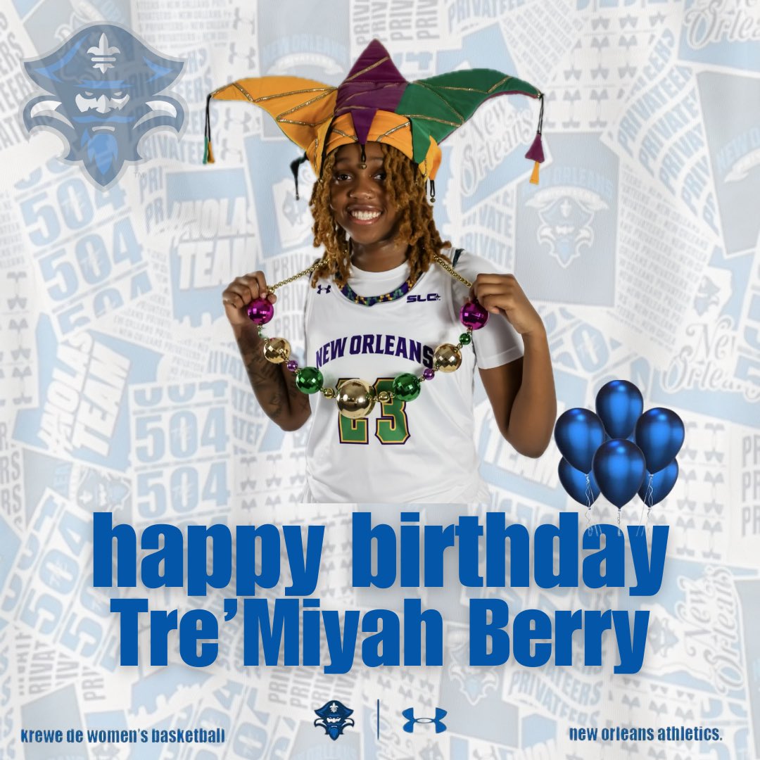 New Orleans Women's Basketball (@privateerswbb) on Twitter photo We would like to wish <a href="/berry_tremiyah/">Tre’Miyah “Trigger Tre” Berry</a> a very happy birthday! We hope you enjoy your day!
#NOLAsTeam ⚔️ #BeTheChange We would like to wish <a href="/berry_tremiyah/">Tre’Miyah “Trigger Tre” Berry</a> a very happy birthday! We hope you enjoy your day!
#NOLAsTeam ⚔️ #BeTheChange