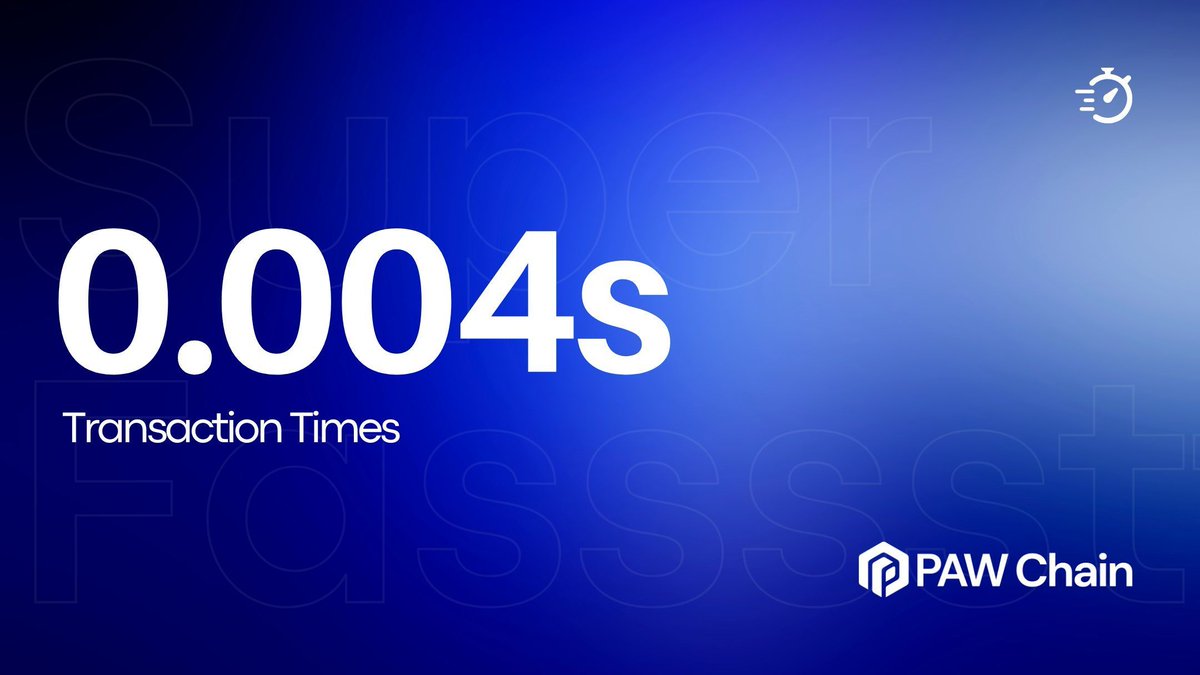 PawChain's tweet image. Transaction speeds on PAW Chain average just 0.004s!

PAW makes every action near-instant. For developers, traders, and everyday users, this means no more waiting around. 

🚀 Speed is the backbone of scalability, and we’re built for it.

Create your wallet:…
