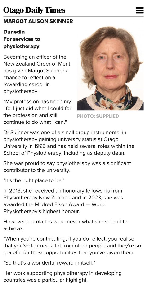 Dave Baxter (@physiodean) on Twitter photo #Congratulations to Dr Margot Skinner on this well-deserved recognition for all her outstanding contributions to #physiotherapy over the years! <a href="/WorldPhysio1951/">World Physiotherapy</a> <a href="/PhysioNZ/">Physiotherapy New Zealand</a> #Congratulations to Dr Margot Skinner on this well-deserved recognition for all her outstanding contributions to #physiotherapy over the years! <a href="/WorldPhysio1951/">World Physiotherapy</a> <a href="/PhysioNZ/">Physiotherapy New Zealand</a>