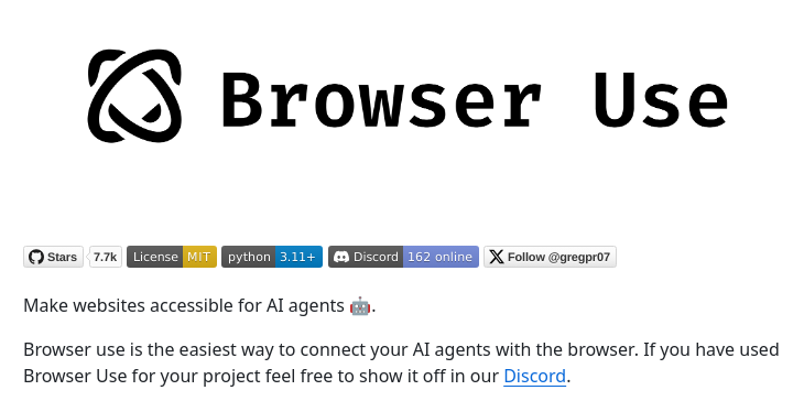 tom_doerr's tweet image. A tool to connect AI agents with browsers, enabling tasks like web scraping, automated browsing, and interacting with web pages using various LLM models