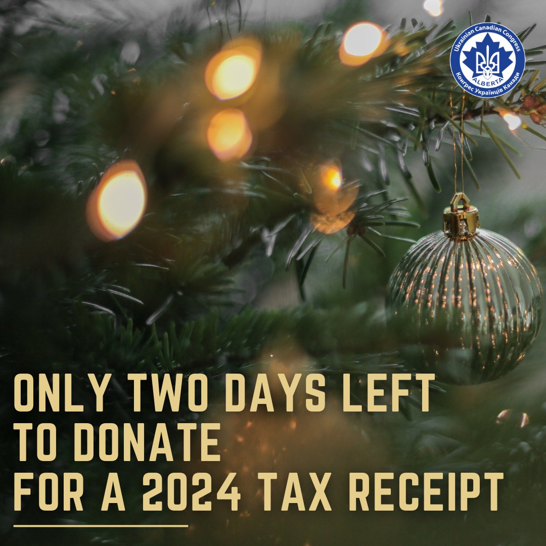 Only 2 Days Left for a 2024 Tax Receipt!

Support UCC-APC in helping Ukrainians in Alberta this holiday season. Every donation counts! 

How to Donate:
E-Transfer: treasurer@uccab.ca
Online: uccab.ca

Together, we make a difference.
#UCCAPC #SupportUkrainians