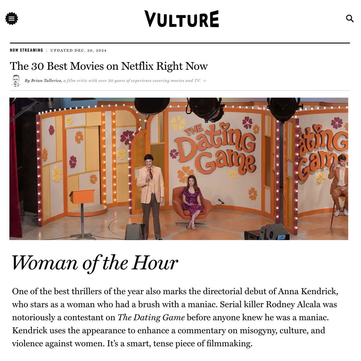 Financed by BondIt, Anna Kendrick’s directorial debut #WomanOfTheHour is one of the best films of 2024! 🥇🎥🍿

The thriller held the #1 spot on #Netflix in the US + was ranked in the Top 10 in over 28 countries following its October release. 🏆