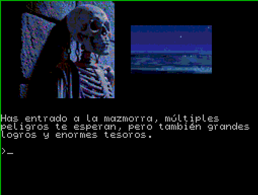 uto_dev's tweet image. Woking in the #SpectrumNext interpreter for DAAD, with proper PICTURE/DISPLAY support allowing two or more separated picture windows, just like other interpreters do.

Also, EXIT, BEEP, PAUSE, CLS and other condacts that were affected by the Maluva integration will work fine now.