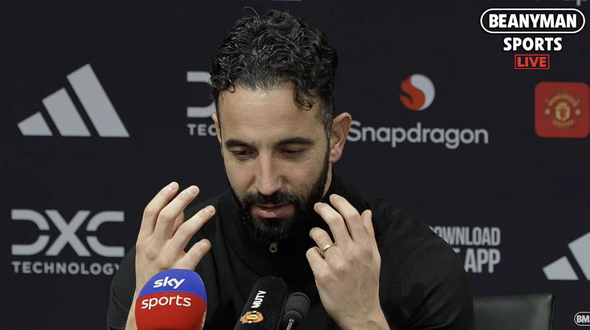 UtdDistrict's tweet photo. 🚨🎙️ Ruben Amorim shuts down a journalist who says he should change the system back:

"When you have a change in coach, especially in this club, it is because they are not winning.

"And [the players] play specifically in the system they were bought for  and chosen perfectly for that system.

"In that moment, with two years working in pre-seasons, they were losing. So, I'm going to change for that system that I don't believe to win games? It doesn't make sense."

[@BeanymanSports]