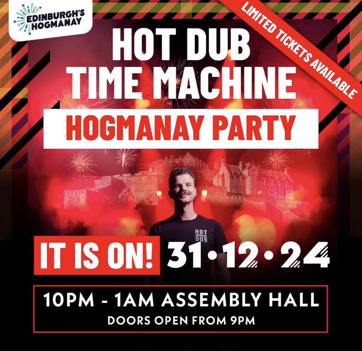 Brian Ferguson (@brianjaffa) on Twitter photo Just announced: <a href="/edhogmanay/">Edinburgh's Hogmanay</a> has organised a last-minute indoor party with Hot Dub Time Machine after the Australian DJ’s outdoor appearances tonight & tomorrow fell victim to the weather. Tickets on sale now. <a href="/HotDubTM/">HotDubTimeMachine</a> Just announced: <a href="/edhogmanay/">Edinburgh's Hogmanay</a> has organised a last-minute indoor party with Hot Dub Time Machine after the Australian DJ’s outdoor appearances tonight & tomorrow fell victim to the weather. Tickets on sale now. <a href="/HotDubTM/">HotDubTimeMachine</a>