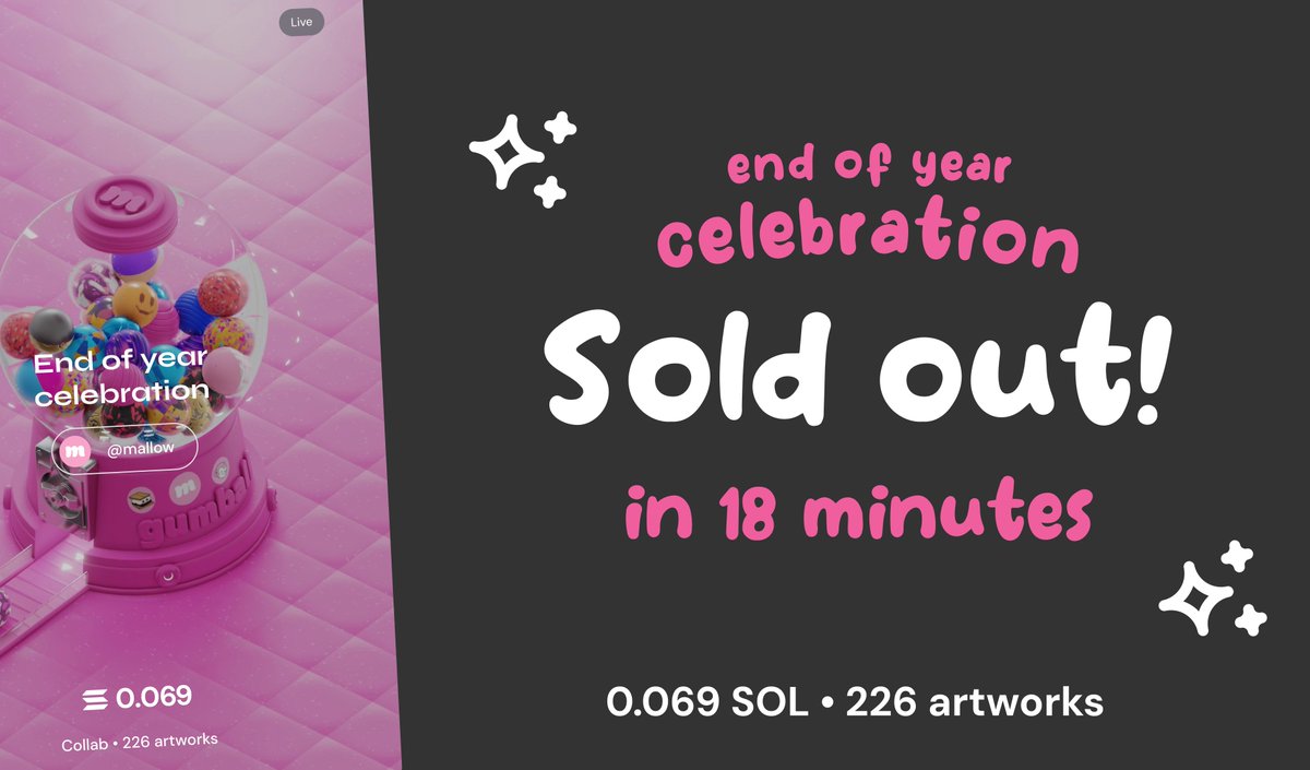 WE'RE SOLD OUT IN 18 MINUTES?!!!?!?

Honestly kinda emotional. Thank you so much! Can't express our gratitude for the support you all give us and creators.

Let's get 1k in it next year!

Happy new year you beautiful people 🥂