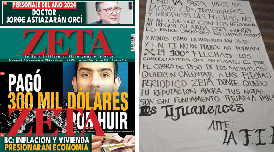 ⚠️ #ALERTA 

Dejan manta con amenazas para el semanario <a href="/ZETATijuana/">ZETA Tijuana</a>.

Exigimos a la <a href="/FGRMexico/">FGR México</a> coordinarse con la <a href="/FGEBC/">Fiscalía General del Estado de Baja California</a> para investigar de acuerdo al Protocolo Homologado de Delitos Contra la Libertad de Expresión y  esclarecer los hechos:

articulo19.org/autoridades-de…
