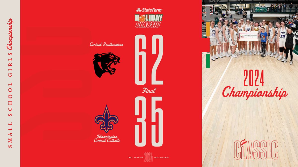 State Farm Holiday Classic (@sfclassic) on Twitter photo SSG Championship: <a href="/CSEgirlsBB/">Central Southeastern</a> wins their third straight Small School Girls Championship with a 62-35 win over <a href="/SaintsCchs/">CCHS Saints Girls Basketball</a>.
theclassic.org/ssg-championsh… SSG Championship: <a href="/CSEgirlsBB/">Central Southeastern</a> wins their third straight Small School Girls Championship with a 62-35 win over <a href="/SaintsCchs/">CCHS Saints Girls Basketball</a>.
theclassic.org/ssg-championsh…