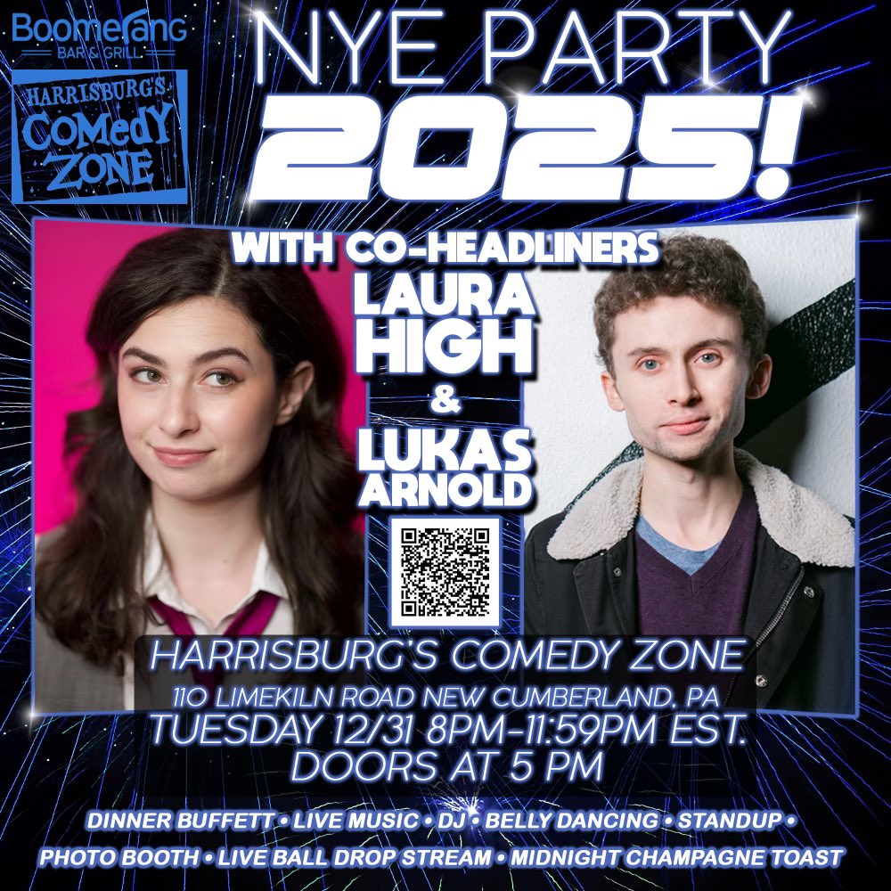 LukasTArnold's tweet photo. NYE at the @HbgComedyZone - LOW ticket warning, grab yours soon!!! https://t.co/Ez7CnyM3cj