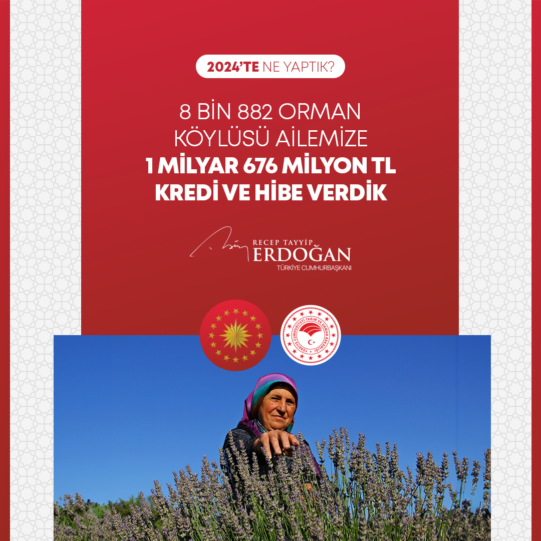 8 bin 882 orman köylüsü ailemize 1 milyar 676 milyon lira kredi ve hibe verdik. #2024teNeYaptık