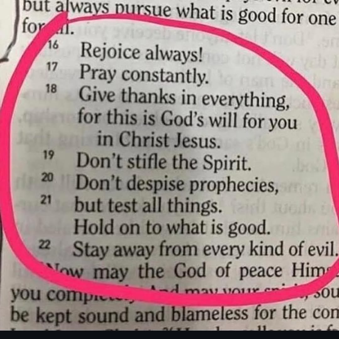 1 Thessalonians 5:16-22