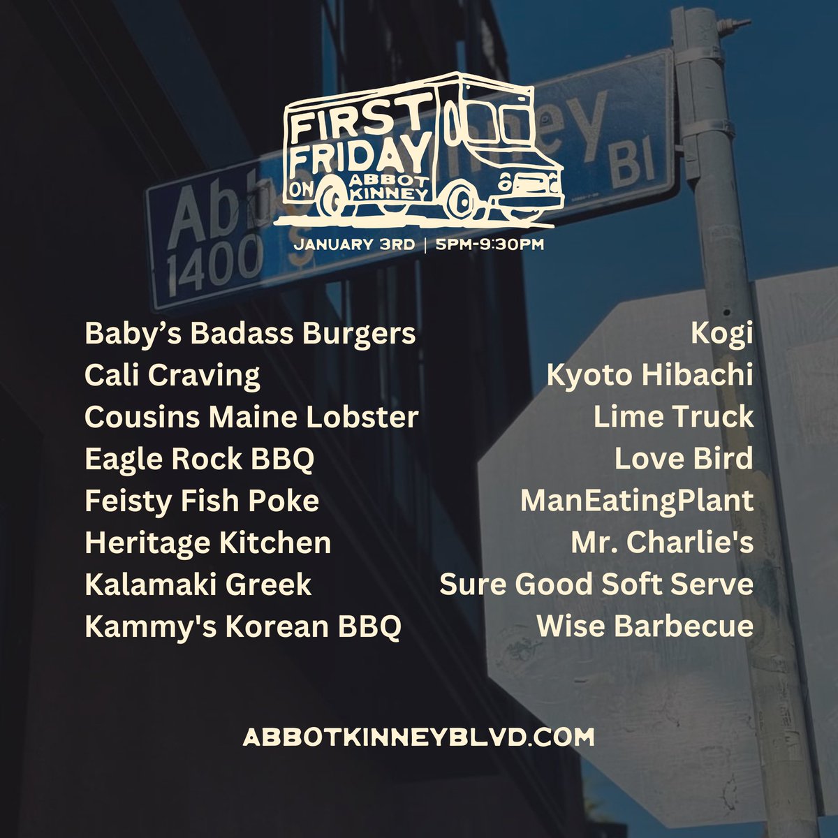 AKFirstFriday's tweet image. First Friday on Jan 3! 5-9:30 #AbbotKinneyBlvd