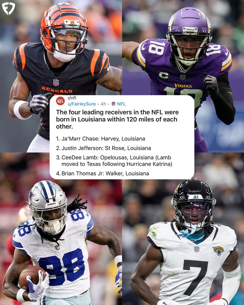 The fact that all 4 of these guys are from Louisiana is actually insane 🤯

Via u/fairleysure | #NFL