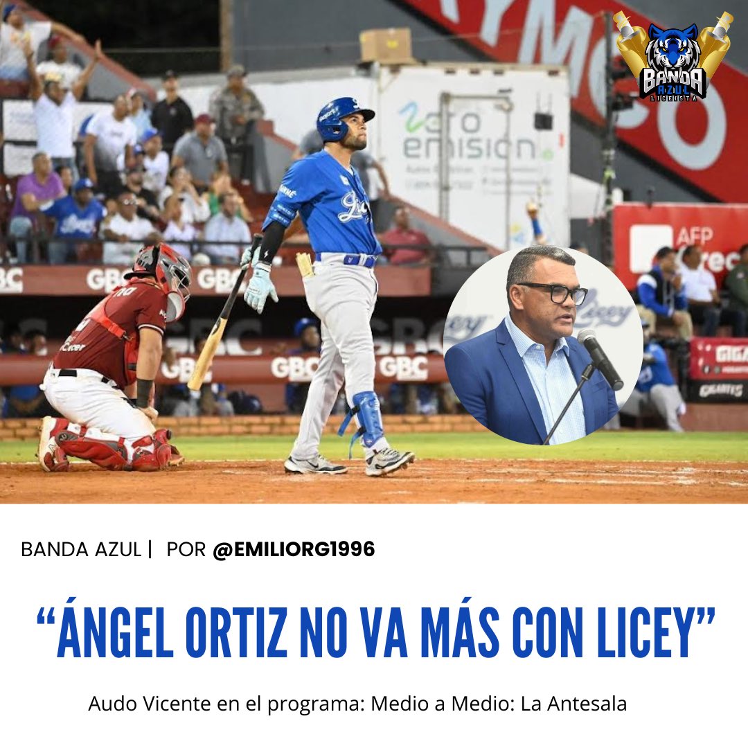 Banda Azul Liceista (@bandaazultl) on Twitter photo Ángel Ortiz dio por terminada su participación con #Licey por decisión de su organización de MLB.
Vía: <a href="/MedioAMedioLA/">Medio a Medio: La Antesala ⚾️</a> Ángel Ortiz dio por terminada su participación con #Licey por decisión de su organización de MLB.
Vía: <a href="/MedioAMedioLA/">Medio a Medio: La Antesala ⚾️</a>