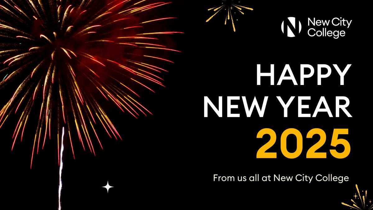 New City College sends festive wishes to everyone celebrating New Year's Eve! 🥳

Thank you to our amazing staff and students for an incredible year. Here's to another year of success! 🌟 

#NewYearsEve #NewCityCollege