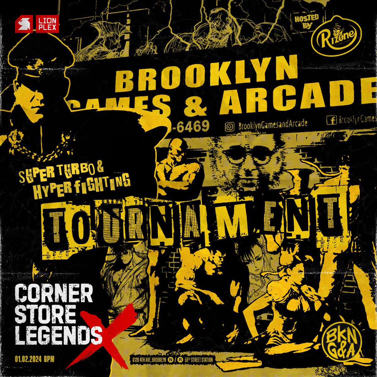 lionplex's tweet photo. Made a flyer for a Super Street Fighter II Turbo &amp; Hyper Fighting tournament @ArcadeBrooklyn - this Thursday January 2

Corner Store Legends X - hosted by @superloreboys https://t.co/lgmRI6sGTB