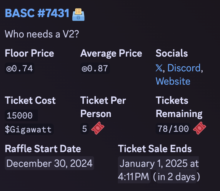 FluxInc_'s tweet photo. Fluxtility Raffle Live for this sexy @BoredApeSolClub!!

15k $Gigawatt per ticket only 100 slots!

Hop in the server and get your tickets!