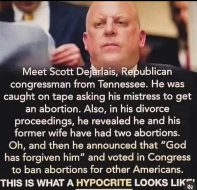 I’d like you all to meet another in a LONG line of f’ing MAGA Republican hypocrites! This is who has power right now in our country. Tennessee like a lot of other backward red states are not sending their best to Congress! Not. Even. Close.

#DemVoice1 #DemsUnited